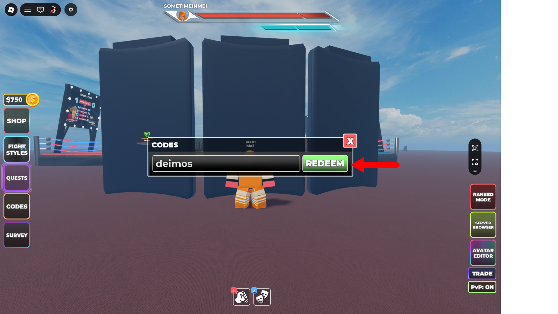 REDEEM button