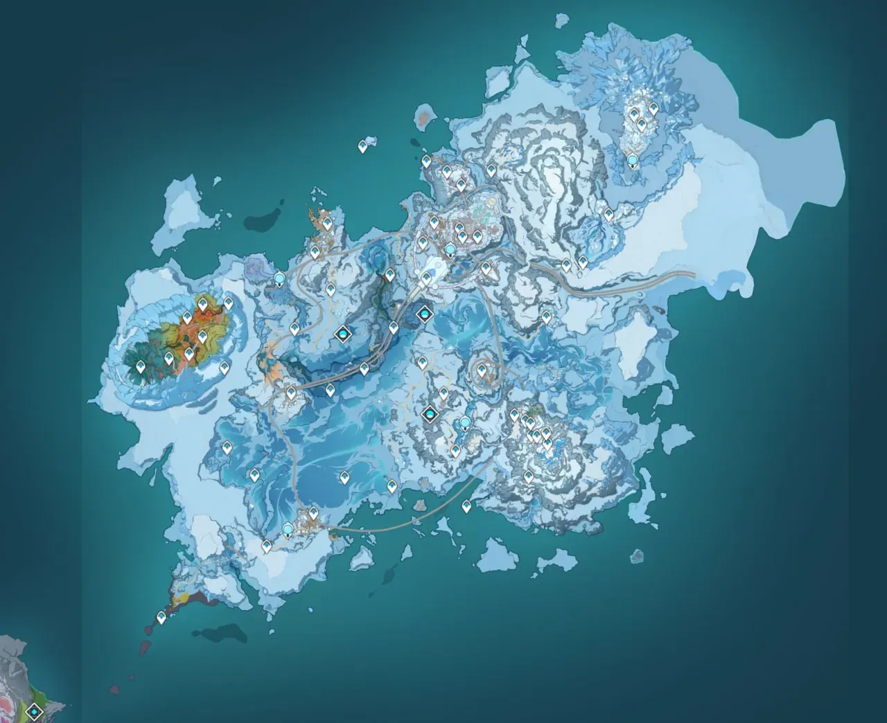 Snezhnaya: Volkodlak Tundra, White Birch Snowgrave, Everfrozen Earth, Flamefeather Valley, and Fellfrost Peak