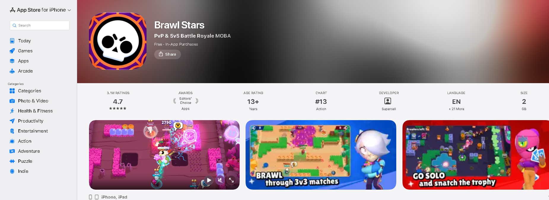 Go back to the App Store, search for Brawl Stars, and tap download (ЗАГРУЗИТЬ). Once it is installed, do not open the game yet.