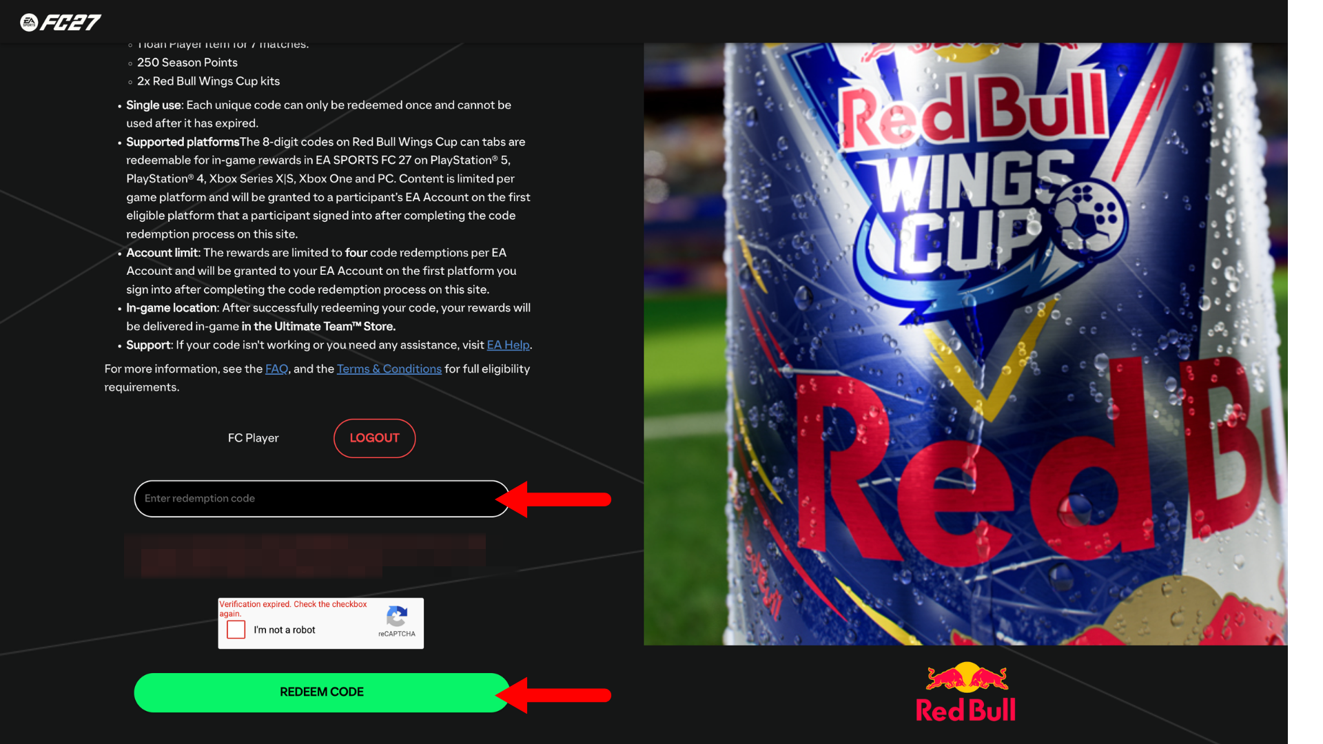 REDEEM CODE