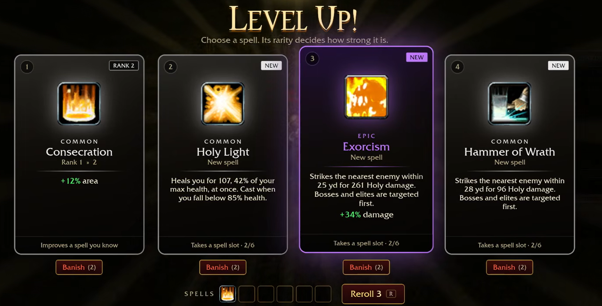 Exorcism (boss killer). Take this before the first boss if possible.