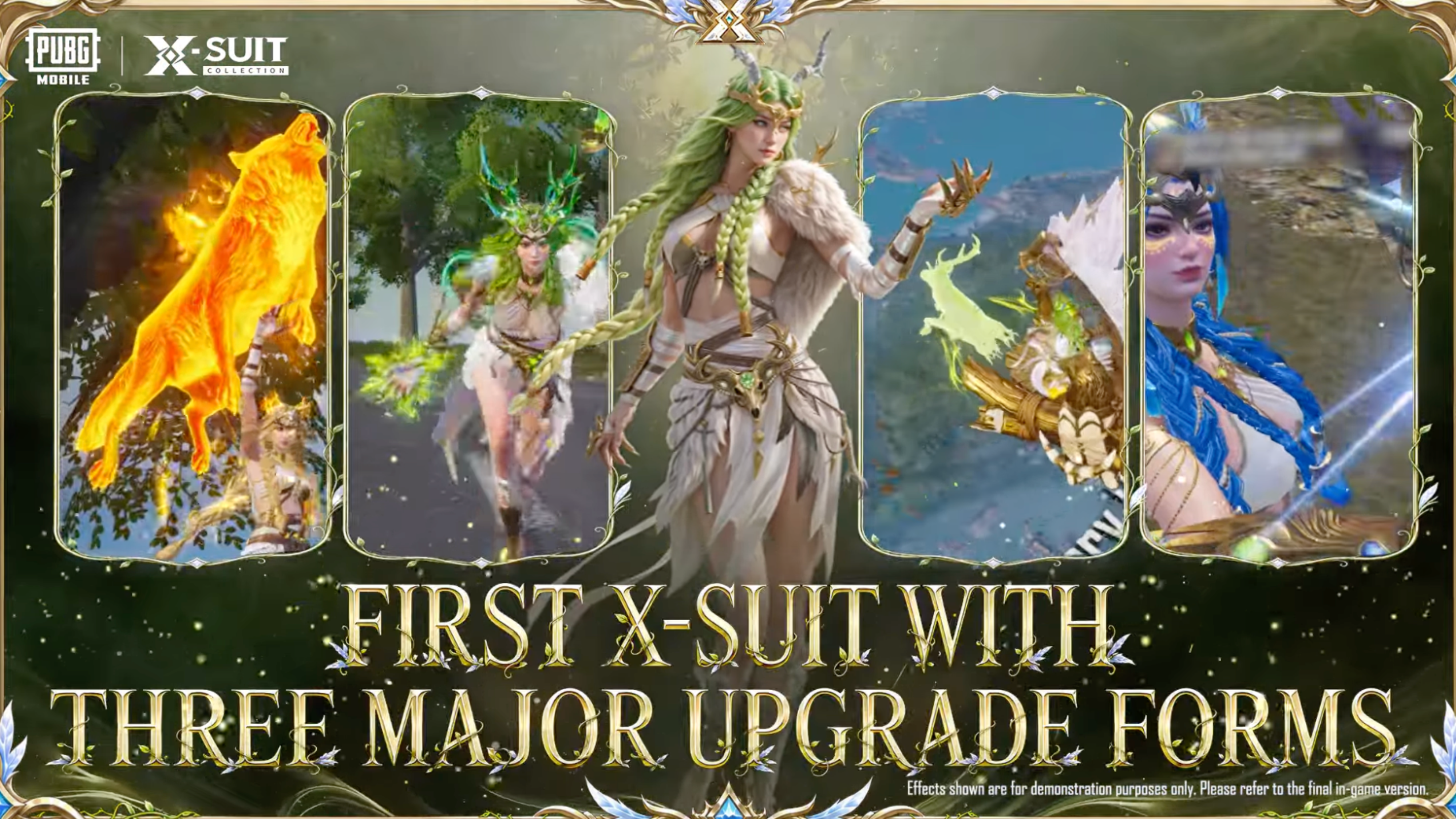 PUBG Mobile X-Suit Showcase: Green Deer, Blue Eagle, and Red Wolf Forms Revealed