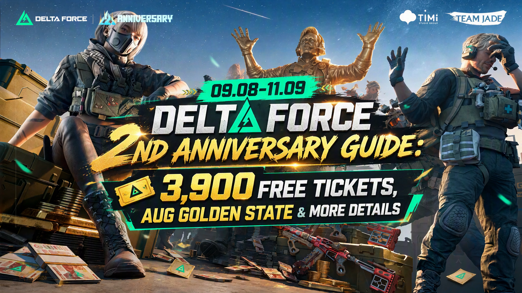 Delta Force 2nd Anniversary Guide: 3,900 Free Tickets, AUG Golden State & More Details